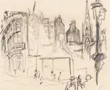 Max Beckmann, Häuserruine in Lille, 1915, Pencil drawing