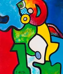 Otmar Alt, Grüner Mondmann, 1996, Acrylic on canvas
