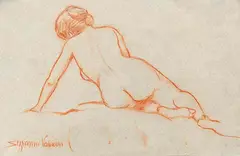 Suzanne Valadon, Weiblicher Rückenakt, 1900, Sanguine