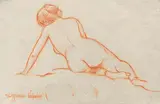 Suzanne Valadon, Weiblicher Rückenakt, 1900, Sanguine