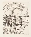 Max Beckmann, Mainlandschaft mit Regenbogen, 1923, Etching