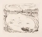 Max Beckmann, Mainlandschaft, 1918, Drypoint