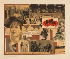 Kurt Schwitters, Ohne Titel (Die Handlung spielt in Theben), 1922, Collage. Paper and red chalks on backing cardboard