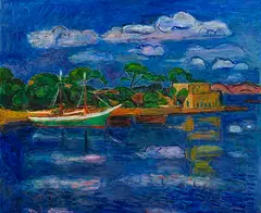 Hans Purrmann, Hafen von Porto d'Ischia, 1958, Oil on canvas