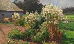 Olga Wisinger-Florian, Blühender Sommergarten, Um 1900, Oil on cardboard
