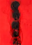 Otto Piene, Kaskade, 1999, Mixed media with gouache, fire and smoke on can...