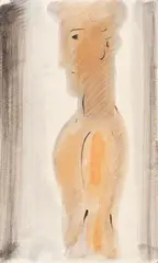 Oskar Schlemmer, Jünglingsfigur im Profil, 1928/29, Watercolor and pencil