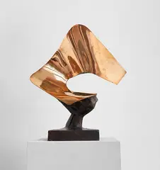Bernhard Heiliger, Sonnenblatt I, 1968, Bronze, partly polished and partly with brown p...