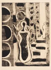 Rolf Nesch, Freihafenbrücke II, 1932, Etching with aquatint and drypoint