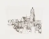 Max Beckmann, Kleine Stadtansicht, 1917, Drypoint