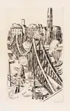 Max Beckmann, Grosse Brücke ("Eiserner Steg" in Frankfurt am Main), 1922, Drypoint