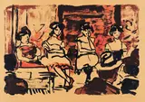 Emil Nolde, Tingel-Tangel II, 1907/1915, Lithograph in colors in blue-black, brown-red a...