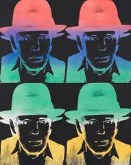 Joseph Beuys by Andy Warhol, 1980/1983, Silkscreen in colors with Rayon satin in the co..., sold Jun 2025