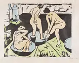 Max Pechstein, Badende XI, 1911/12, Woodcut, colored by hand