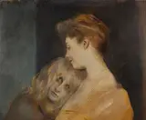 Franz von Lenbach, Lady Bateman mit Marion, Um 1900, Oil on cardboard, rebacked with canvas