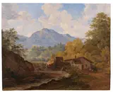 Cantius (Johann Cantius) Dillis, Oberbayerisches Gebirgstal mit Mühle, Wohl 1820, Oil on panel