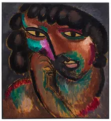 Alexej von Jawlensky, Kopf in Bronzefarben – Bildnis Sacharoff, 1913, Oil on paper, laminated on cardboard