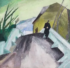Lyonel Feininger, Auf der Brücke, 1913, Oil on canvas