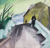 Lyonel Feininger, Auf der Brücke, 1913, Oil on canvas