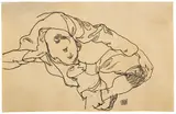 Egon Schiele, Sitzender Knabe, Draufsicht, 1918, Chalk drawing