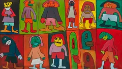 "im März erträgt man noch gern seinen Slip, im April macht was man will" by Thierry Noir, 1986, Oil on canvas, sold May 2025