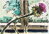 Karl Schmidt-Rottluff, Blaudistel, 1962, Watercolor