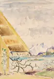 Ernst Ludwig Kirchner, Seelandschaft mit Haus und Bergpanorama, 1927, Watercolor