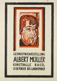 Ernst Ludwig Kirchner, Kopf Albert Müller (Plakat zur Gedächtnisausstellung Albert Müller), 1927, Lithograph