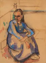 Sitzendes Mädchen (Hanna Nicolassen) by Anita Rée, 1918, Watercolor, sold Apr 2025