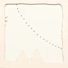 Lucio Fontana, Concetto spaziale - Teatrino (bianco), 1968, Quattro fogli di cartone ritagliati e incollati per formare un rilievo