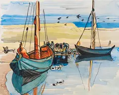 Fischerboote by Max Pechstein, 1931, Watercolor, sold Feb 2025