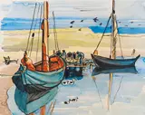 Max Pechstein, Fischerboote, 1931, Watercolor