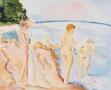 Erich Heckel, Badende Frauen, 1929, Watercolor