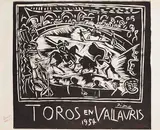 Toros en Vallauris by Pablo Picasso, 1954, Linocut, sold Feb 2025