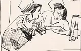 Zwei Frauen am Tisch by Ernst Ludwig Kirchner, 1909, Pen and India ink drawing, sold Feb 2025