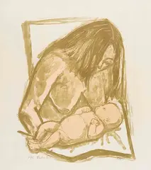 Mutter und Kind by Otto Dix, 1951, Lithograph in colors, sold Feb 2025