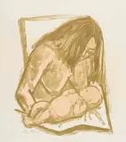 Otto Dix, Mutter und Kind, 1951, Lithograph in colors