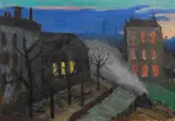 Gabriele Münter, Abend vom Fenster (Blick auf Rue Lamblardie, Paris), 1930, Oil on cardboard