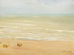 Max Liebermann, Strand und Meer in Zandvoort – Brandungswellen, 1899, Oil on cardboard
