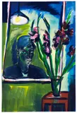 Rainer Fetting, Selbstportrait mit Blumen III
