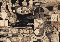Gerhard Altenbourg, Um die Nacht, 1952, Mixed media. India ink, watercolor and oil pain...