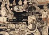Gerhard Altenbourg, Um die Nacht, 1952, Mixed media. India ink, watercolor and oil pain...
