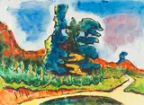 Karl Schmidt-Rottluff, Waldrand am Taunus, 1963, Watercolor