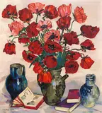 Peter August Böckstiegel, Stillleben mit Mohnblumen, 1933, Oil on canvas