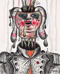 Pat Hanly, Personnage (Napoléon), 1974, Wax chalk and Oil