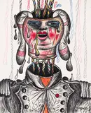 Pat Hanly, Personnage (Napoléon), 1974, Wax chalk and Oil