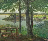 Wilhelm Trübner, Aussicht auf Kloster Seeon, 1892, Oil on canvas