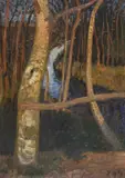Otto Modersohn, Birken am Moorgraben, 1904, Oil on cardboard