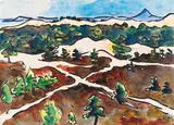 Karl Schmidt-Rottluff, Pfade im Dünengelände, 1938, Watercolor