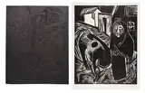 Karl Schmidt-Rottluff, Bäuerin mit Kuh (Holzstock & Holzschnitt), 1922, Woodcut and the respective woodblock (spruce)